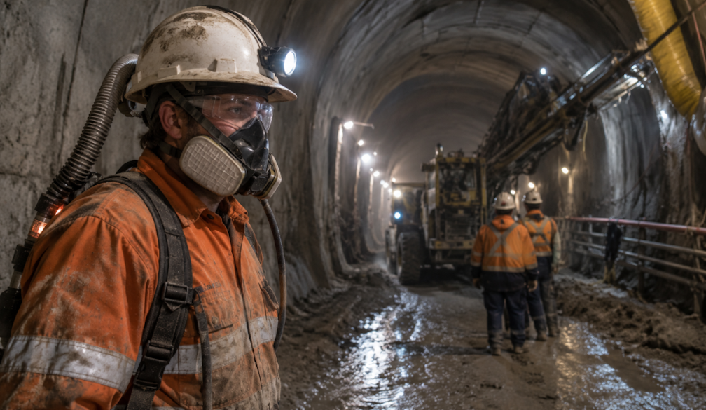 Underground Tunnel Workers at Work